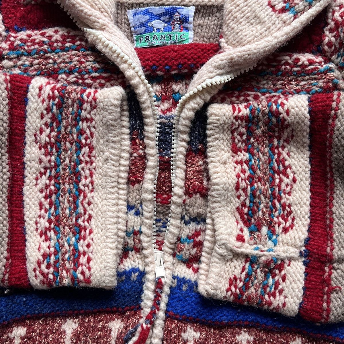 Vintage - Handmade Navajo Frantic Sweater Wool Made In Equador - 13