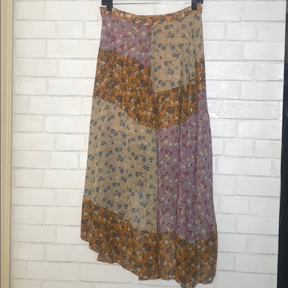 Zara Asymmetrical Floral Patchwork Boho Skirt - 12