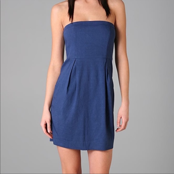 Theory Tyrah Crunch Linen Strapless Dress in Conch Shell - 13