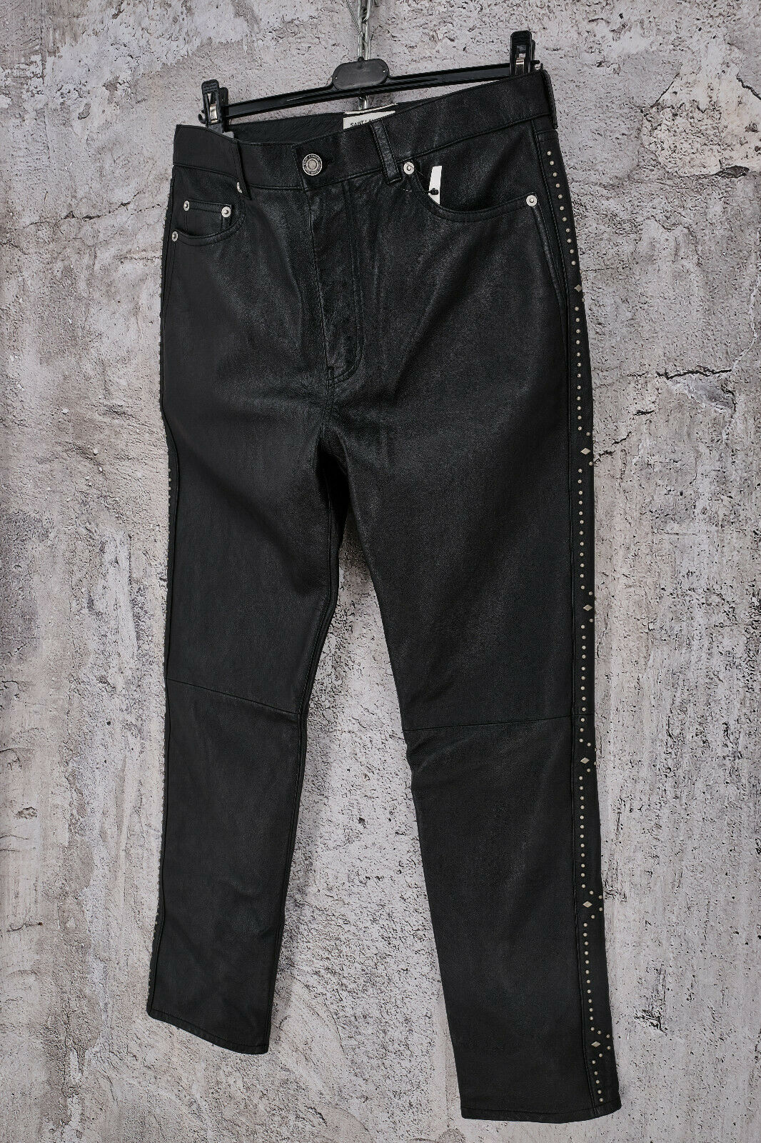 Brand New Saint Laurent Paris Slim Fit Studded Leather Pants 48IT,  3790$ - 9