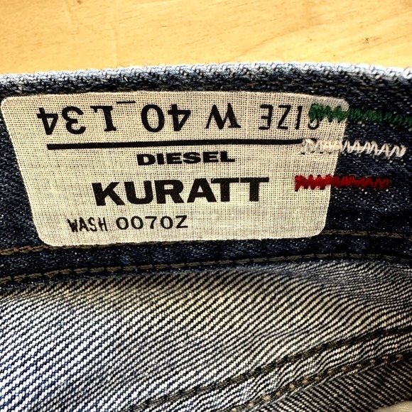 Diesel Kuratt Straight Leg Jeans Medium Wash Snap Button Fly 100% Cotton 40x34 - 5