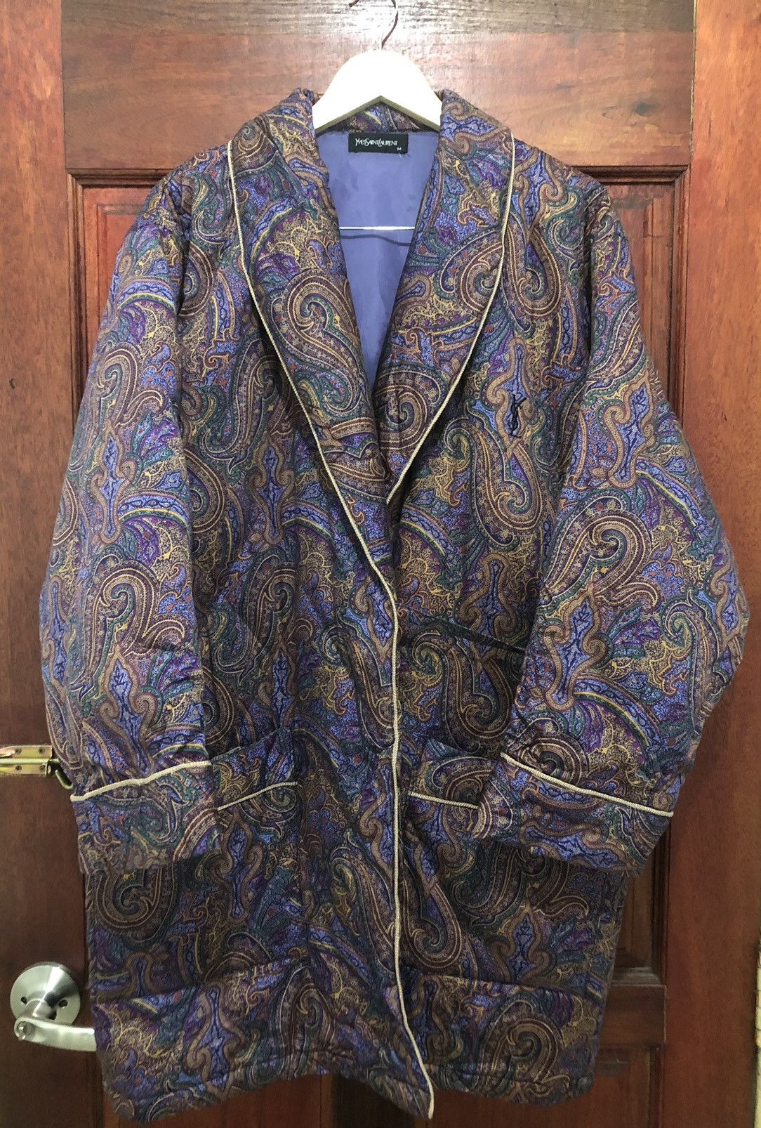 Archival Clothing - Yves Saint Laurent Paisley Quilted Buttonless Cardigan - 3