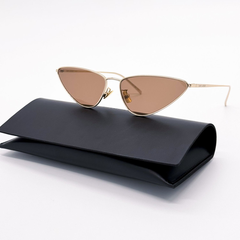 NEW SAINT LAURENT SL 487 003 WOMEN GOLD BROWN SUNGLASSES - 1
