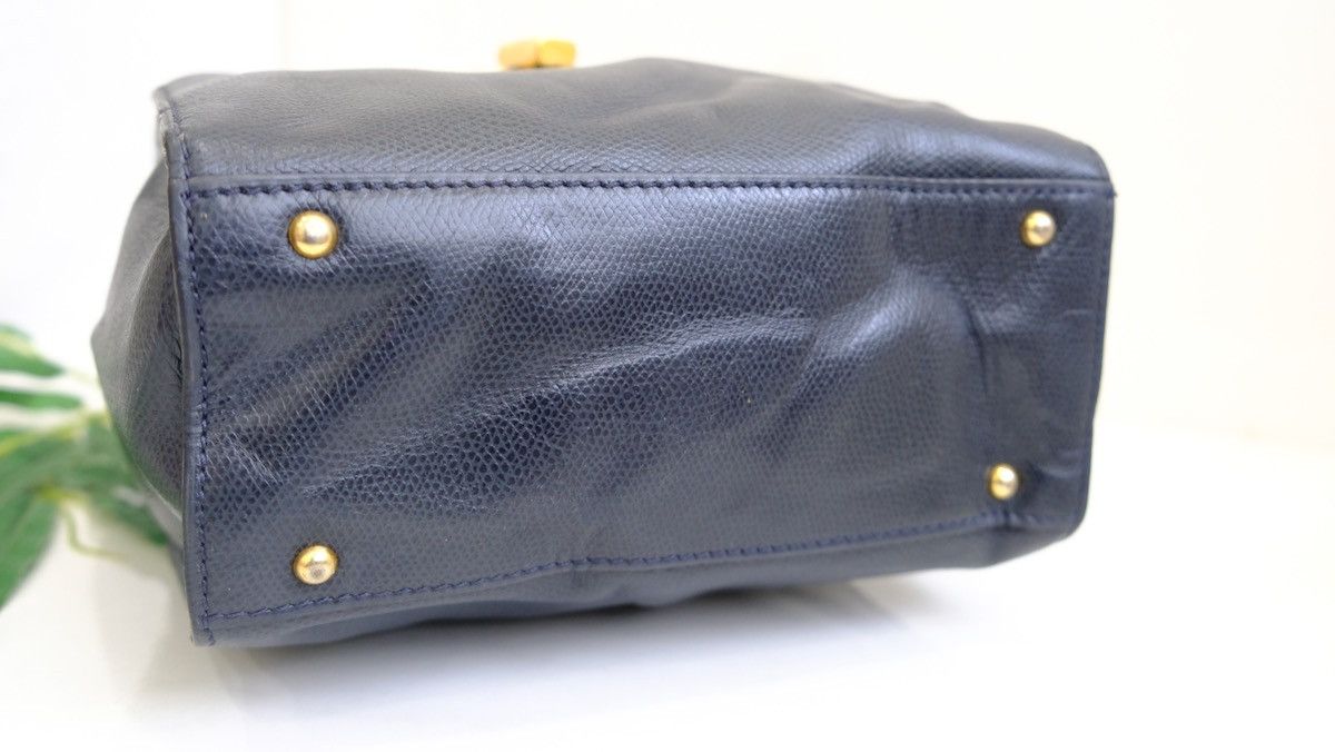 Vintage Celine Paris turnlock handbag blue leather - 9