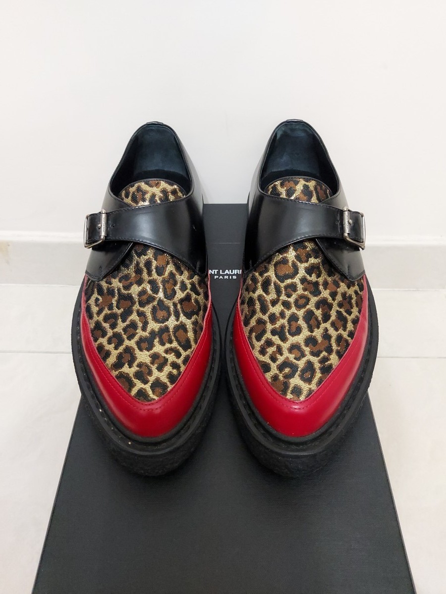 Hedi Slimane - FW14 AW14 Leopard Lurex Monk Black Red Creeper - 2