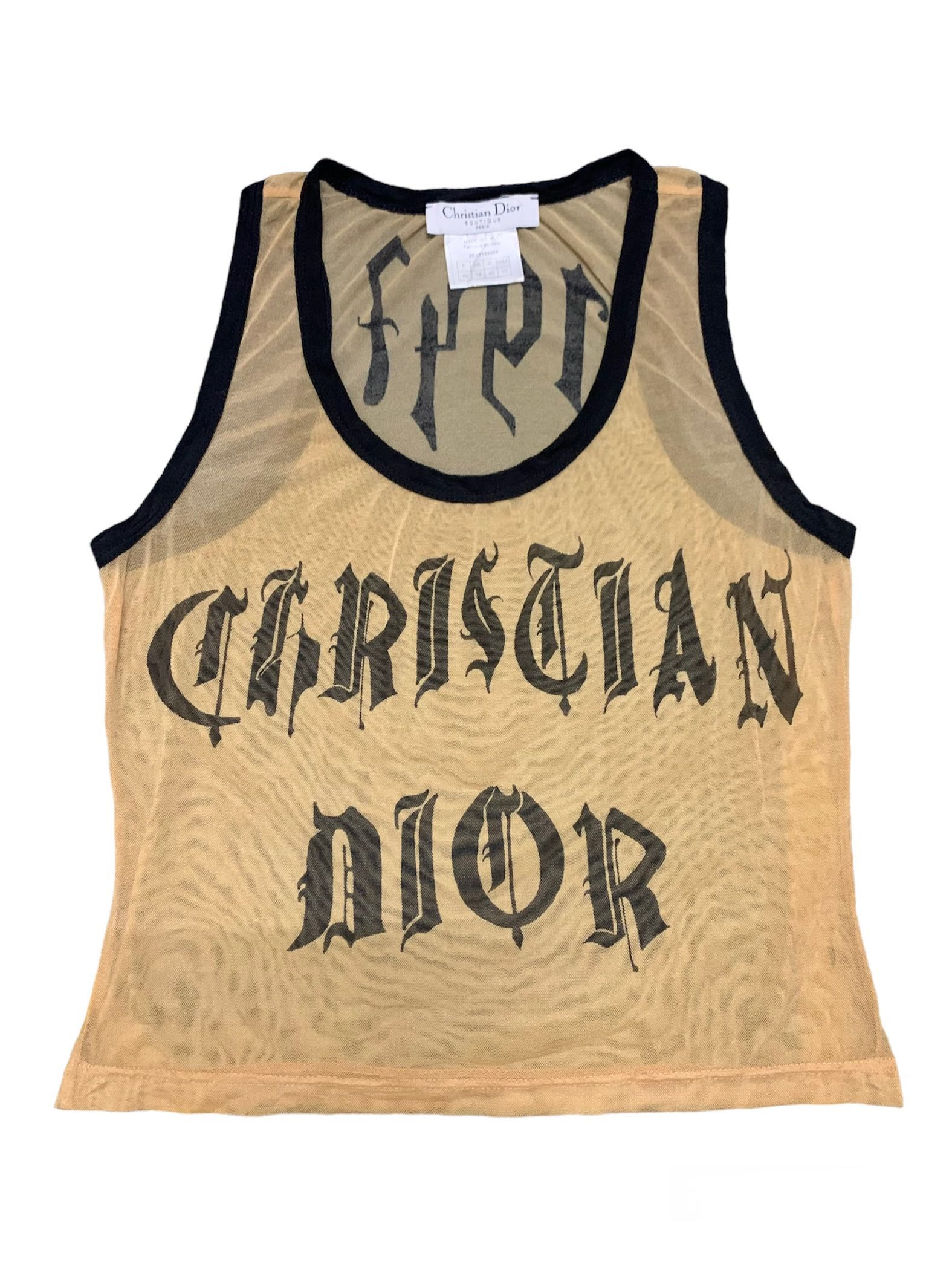 Dior Vtg Christian Dior Spring 2002 Mesh Gothic Tank Top