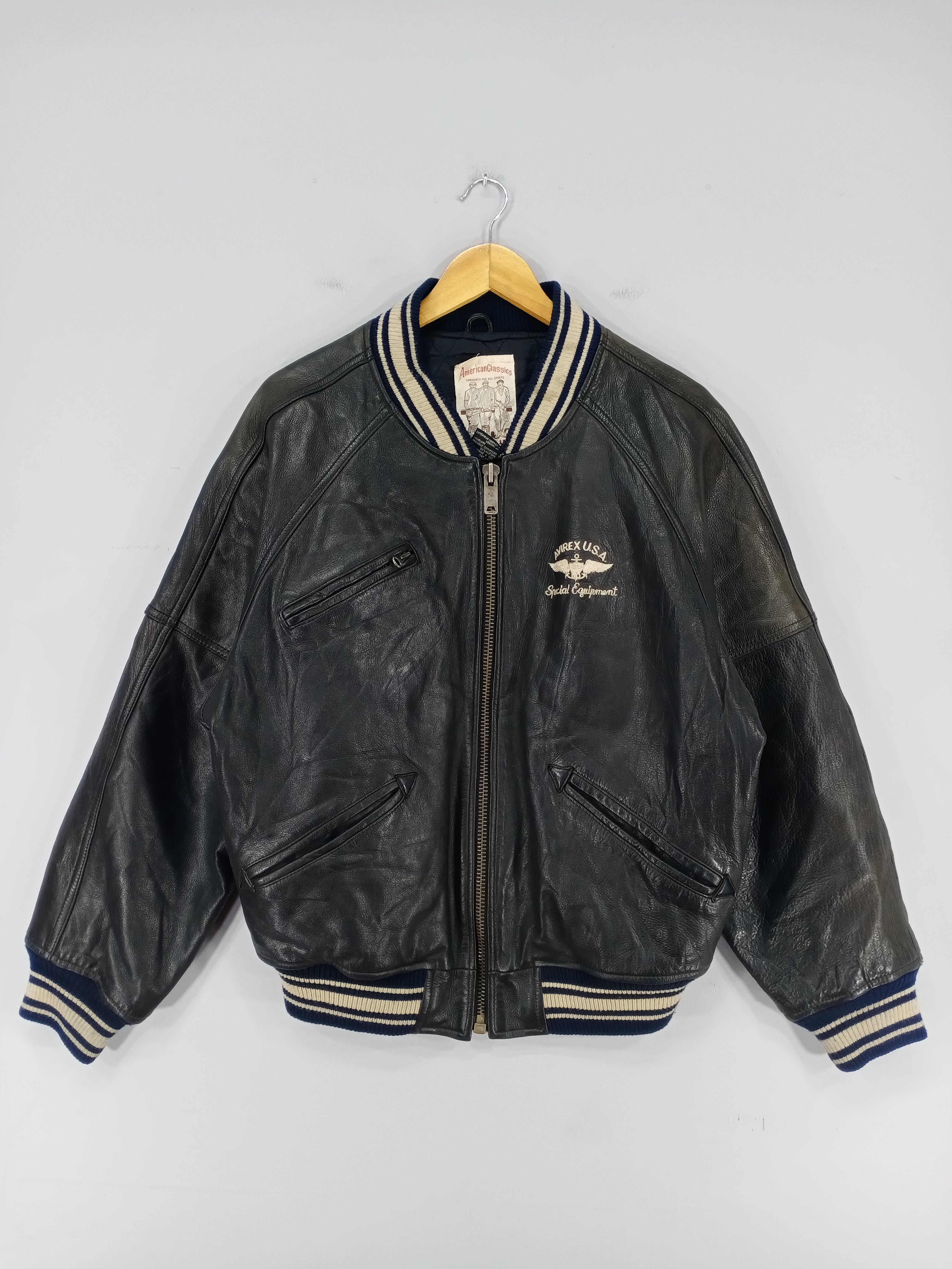 💥RARE💥Vintage Avirex Usa Spell Out Varsity Leather Jacket - 7