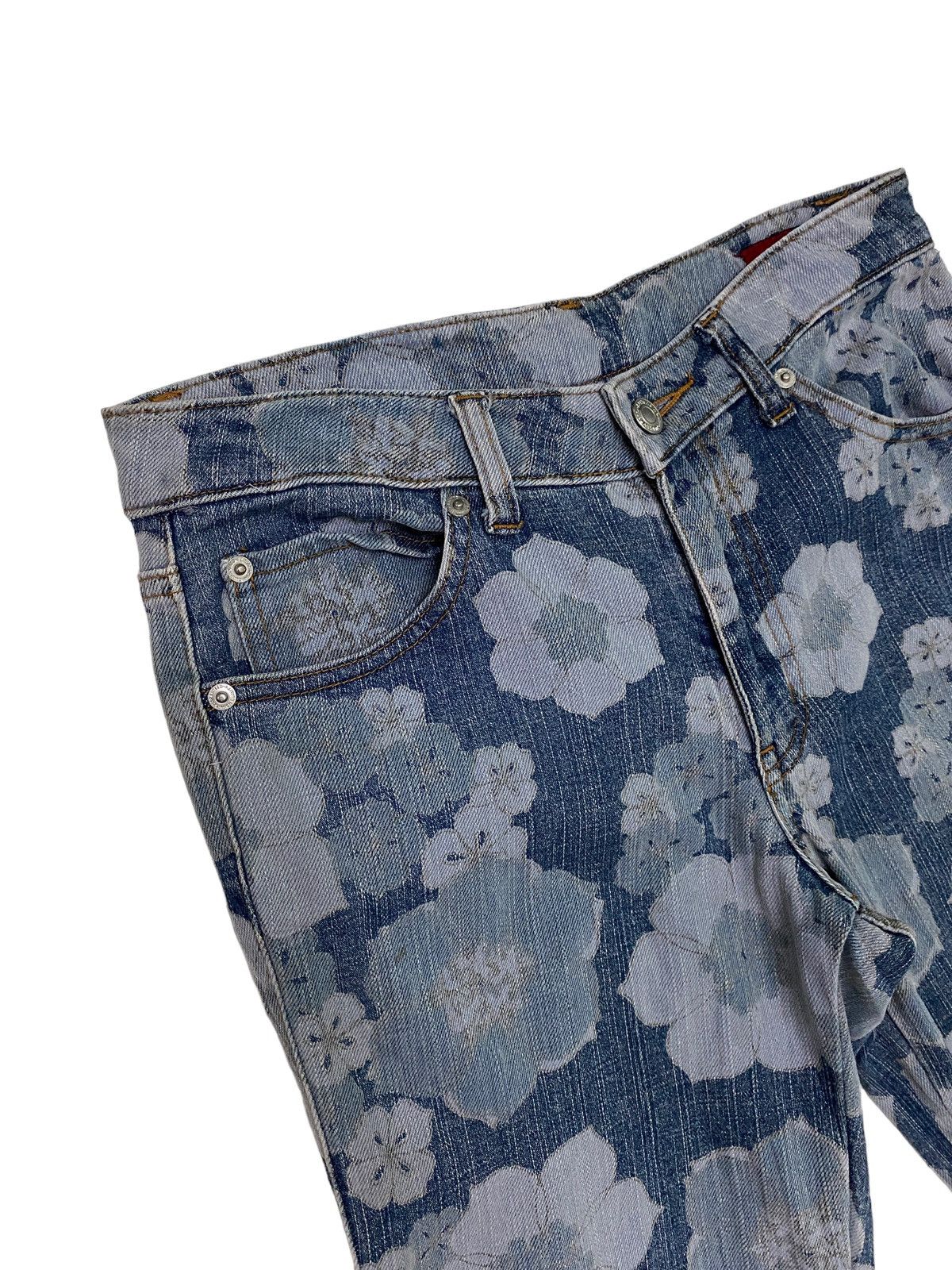 Vintage - Flared LIB-ACE Flower Acidwash Overprint Denim S46K - 7