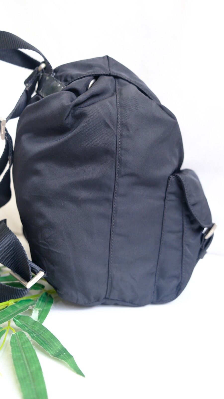 Authentic prada backpack black nylone double pocket - 4