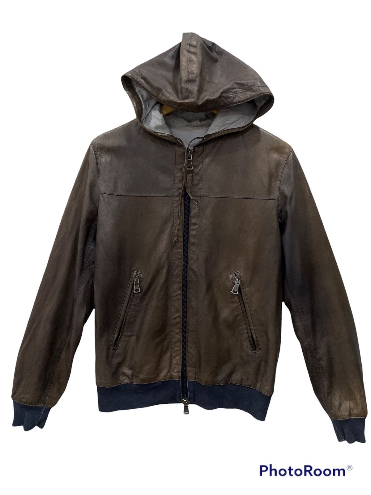 Italian Designers - B7. MARCELLO PAMPALONI HOODIE LEATHER JACKET - 1