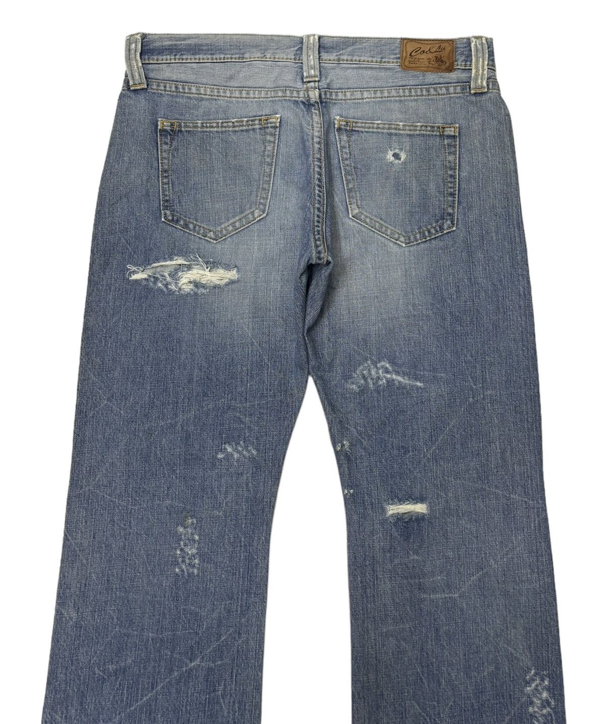 Archival Clothing - VINTAGE CO&LU THRASHED DISTRESS RIPS BAGGY FLARE JEANS - 4