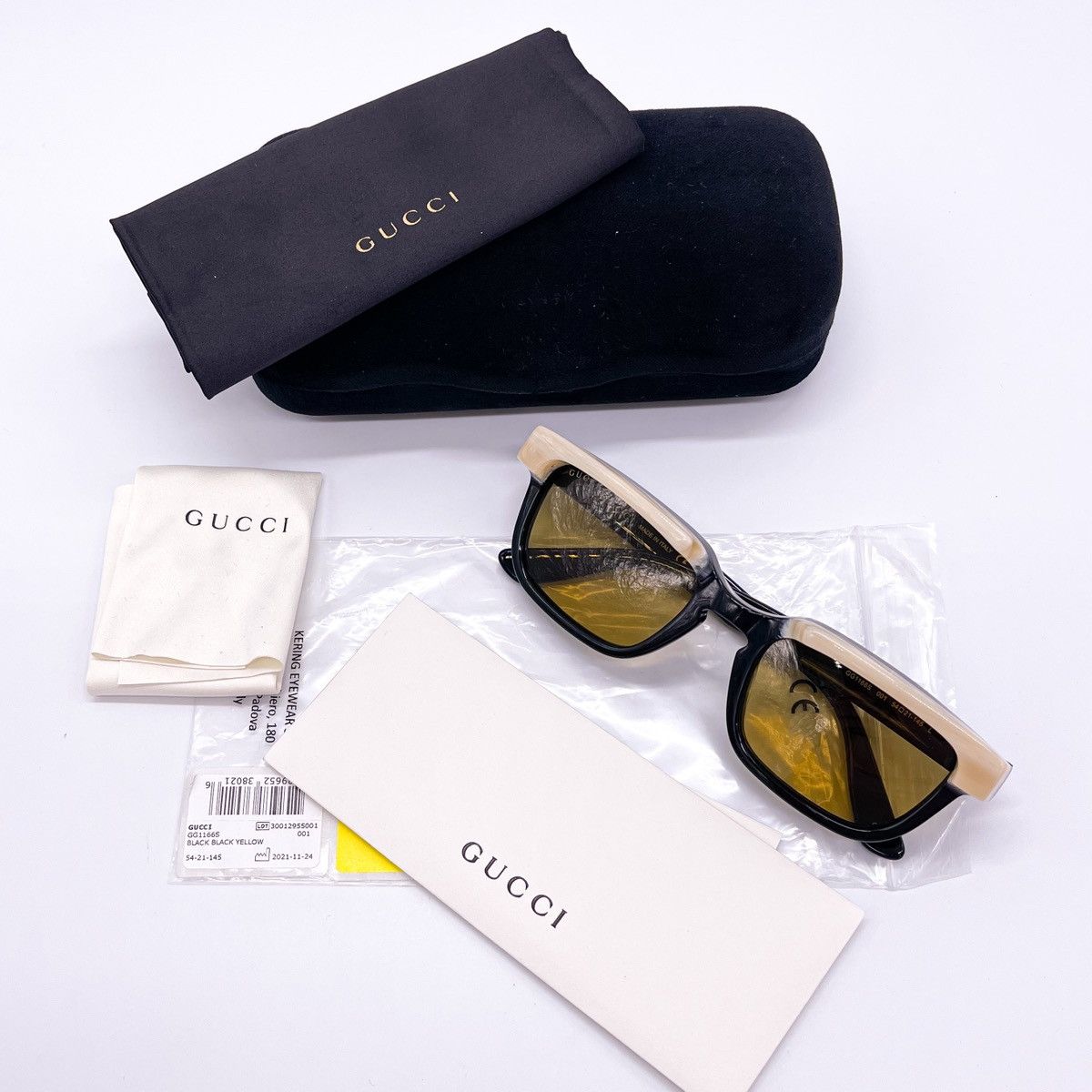 NEW GUCCI GG1166S 001 UNISEX SQUARE BLACK BEIGE SUNGLASSES - 16