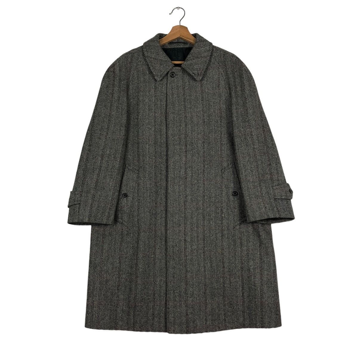 Vintage - 🔥RICH GREY - FLY WOOL LONG JACKET COATS HERRINGBONE - 1