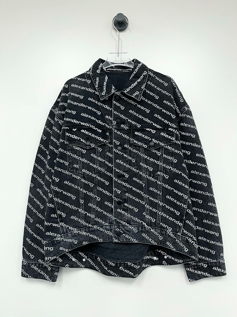 Alexander Wang black denim jacket with all-over graphic print. - 1