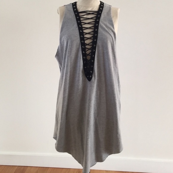 LF Oversized Long Lace Up Racerback Tank Dress - 7