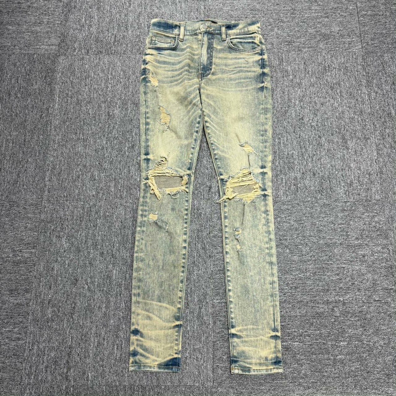Amiri Disappear Mud-Dyed Distressed Denim Jeans - 1