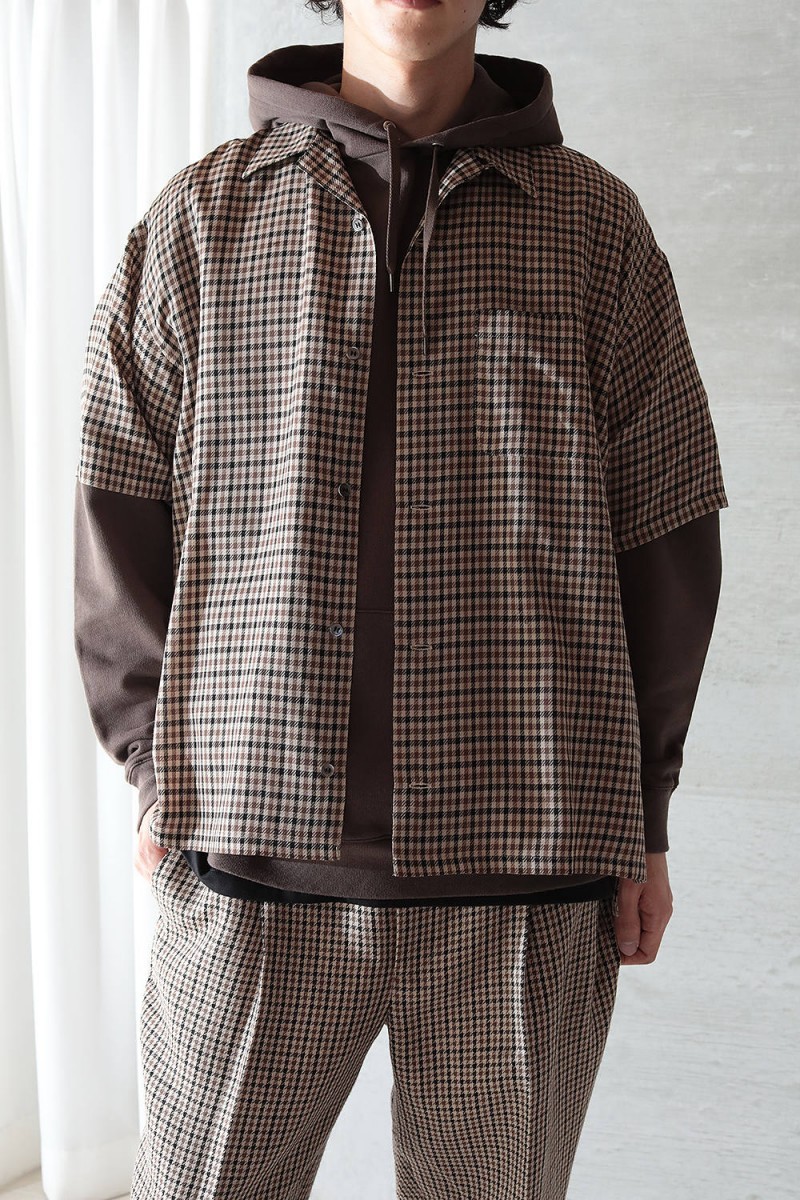 Vainl Archive - beige gunclub wool short sleeve shirt L 20ss - 10