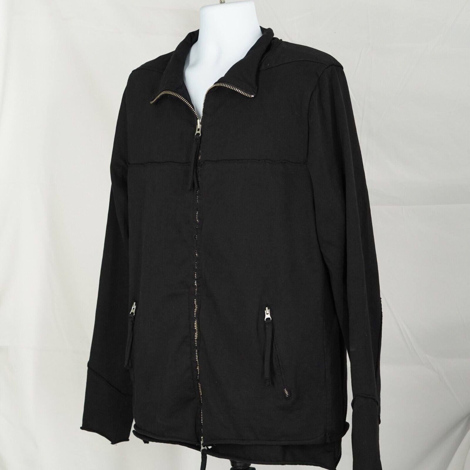 Thom Krom - Thom Krom Casual Black Zip Jacket Raw Zipper Style - 2