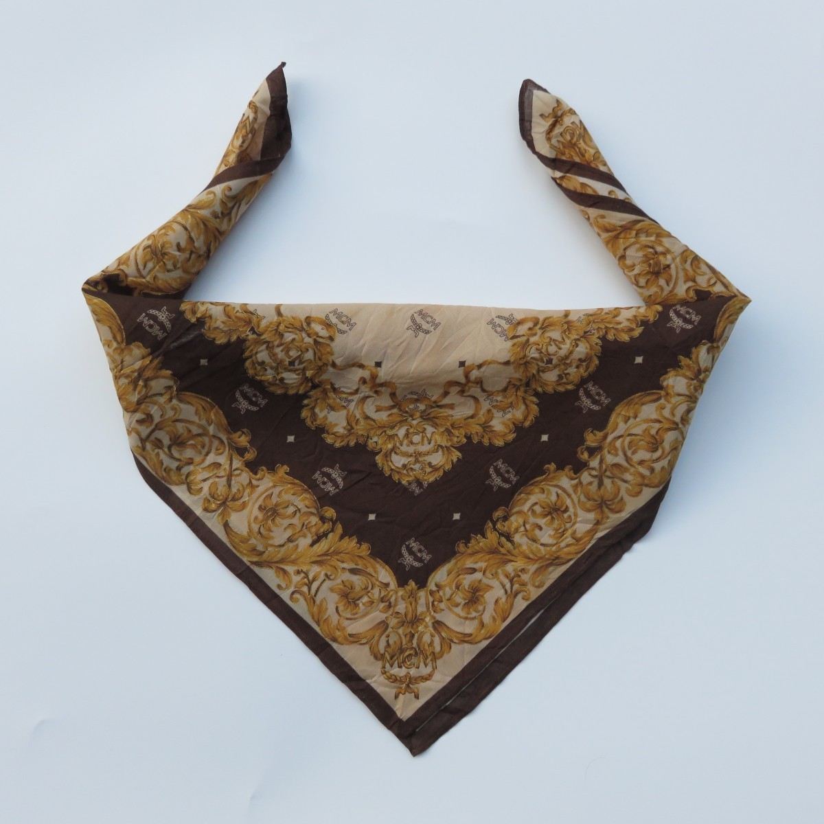 Floral Abstract Luxury Golden Scarves Bandana - 1