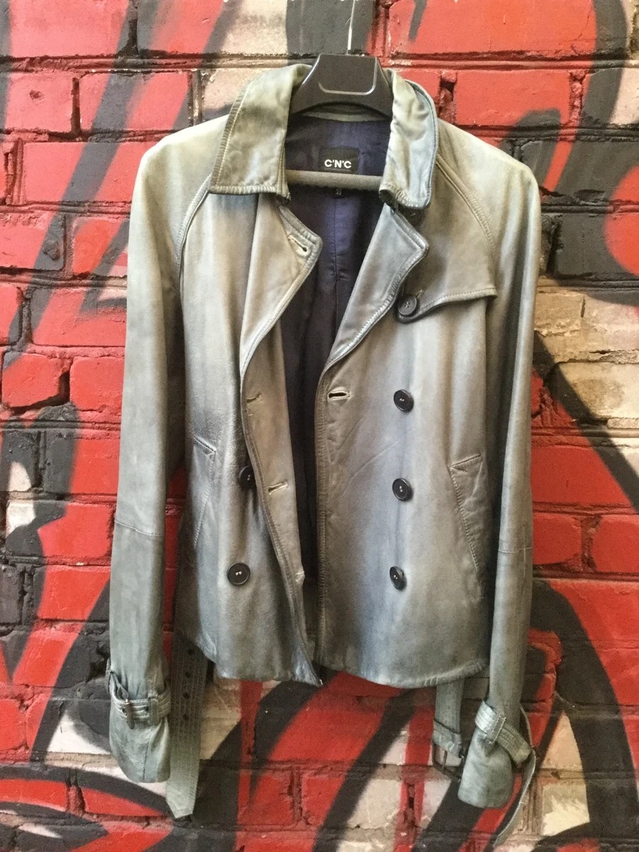 Costume National - Grey cropped trench coat - double breasted belted jacket - 3