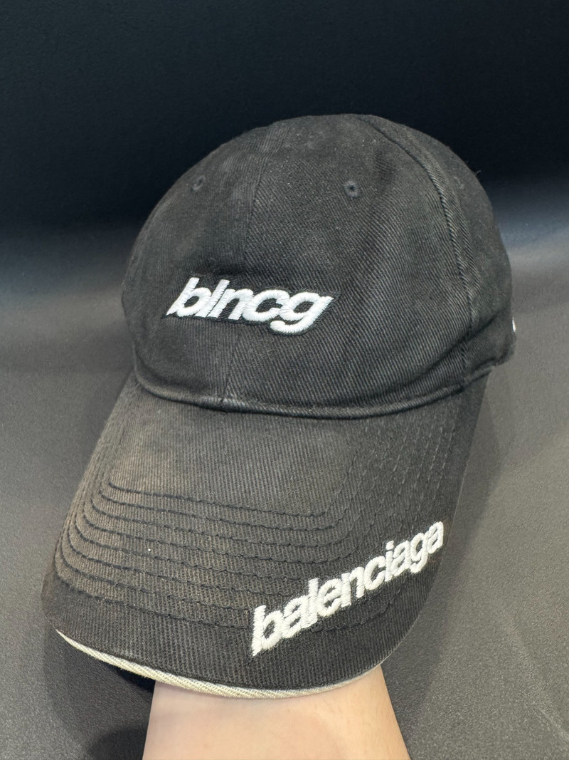 Balenciaga Black "BLNCG" Embroidered Logo Speed Cap - 1