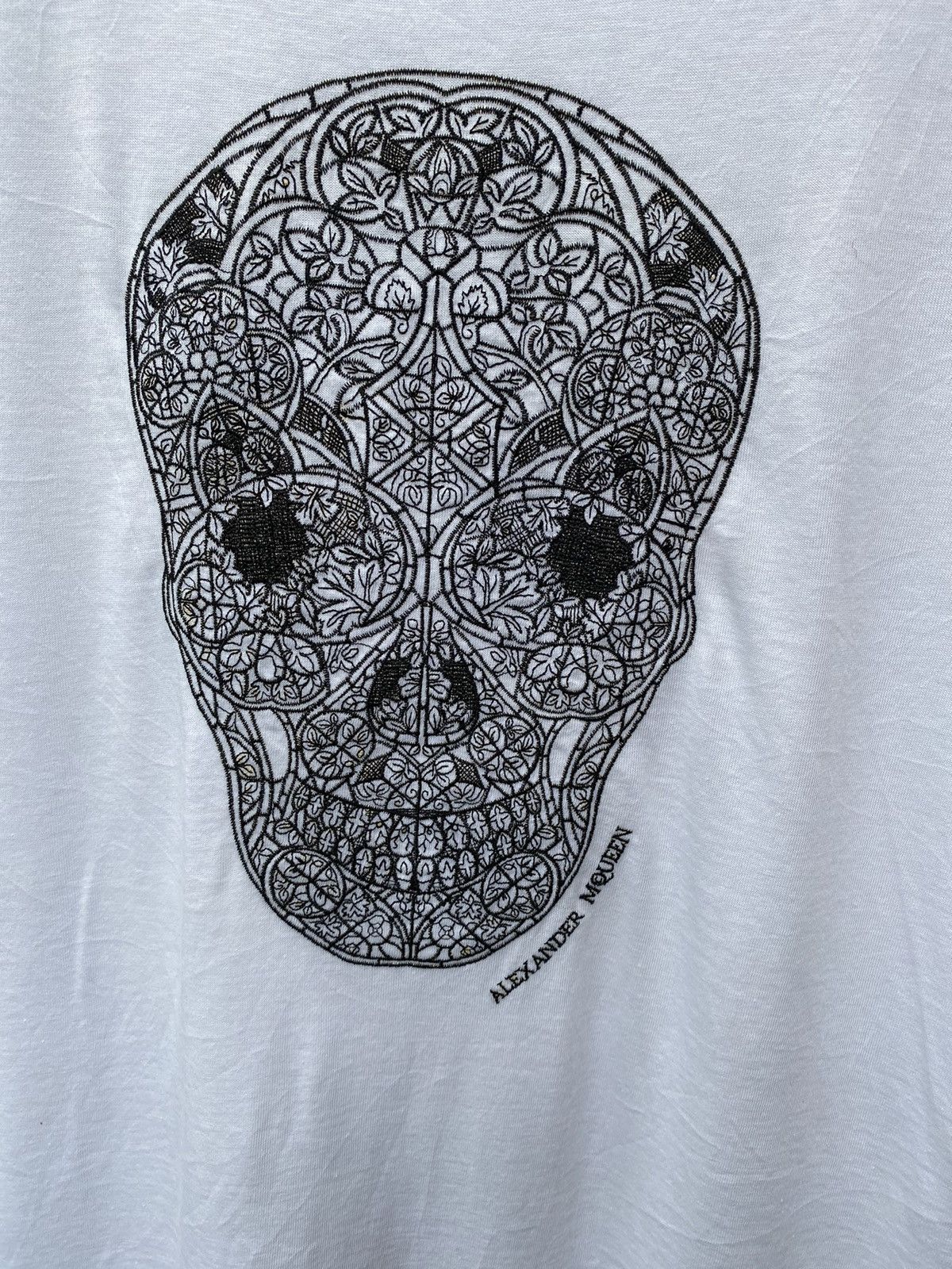 Alexander McQueen Skull Embroidered Tee White - 5