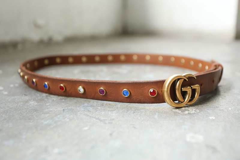 Gucci - GG Marmont Crystal Thin Belt - 1