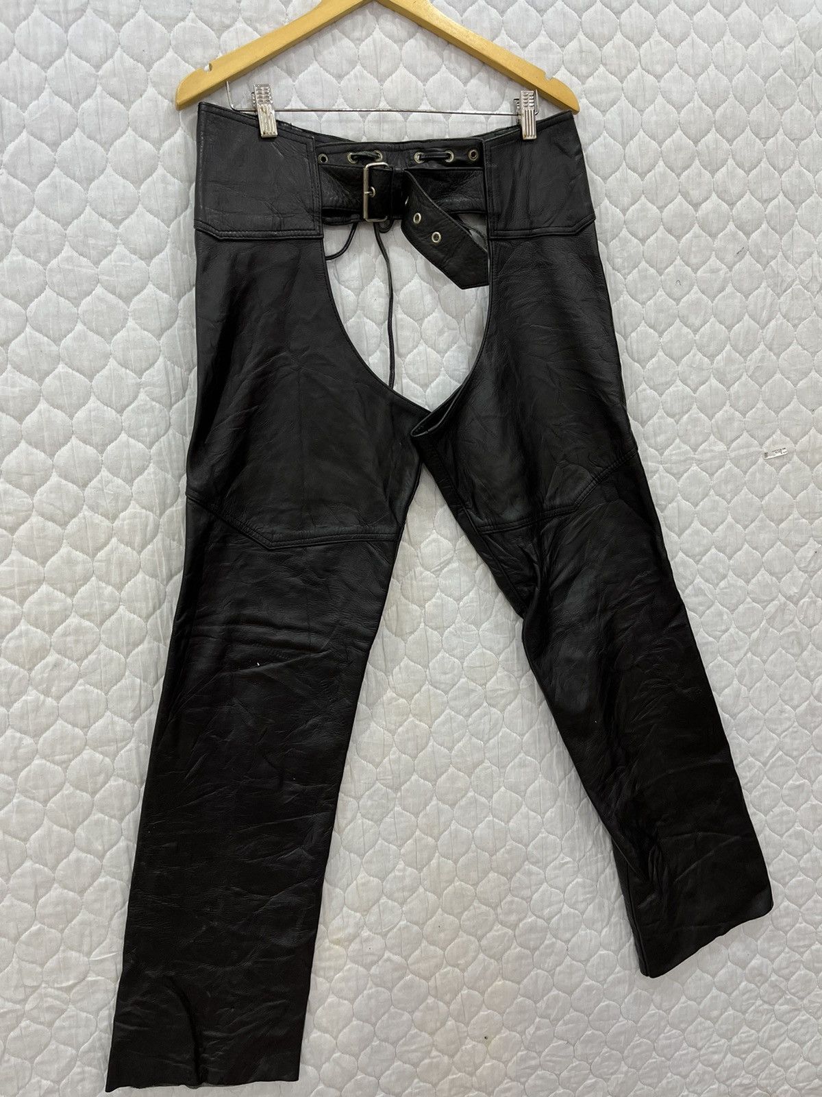 Genuine Leather - (Hh). HORN WORK LEATHER PUNK ROCK PANTS - 4