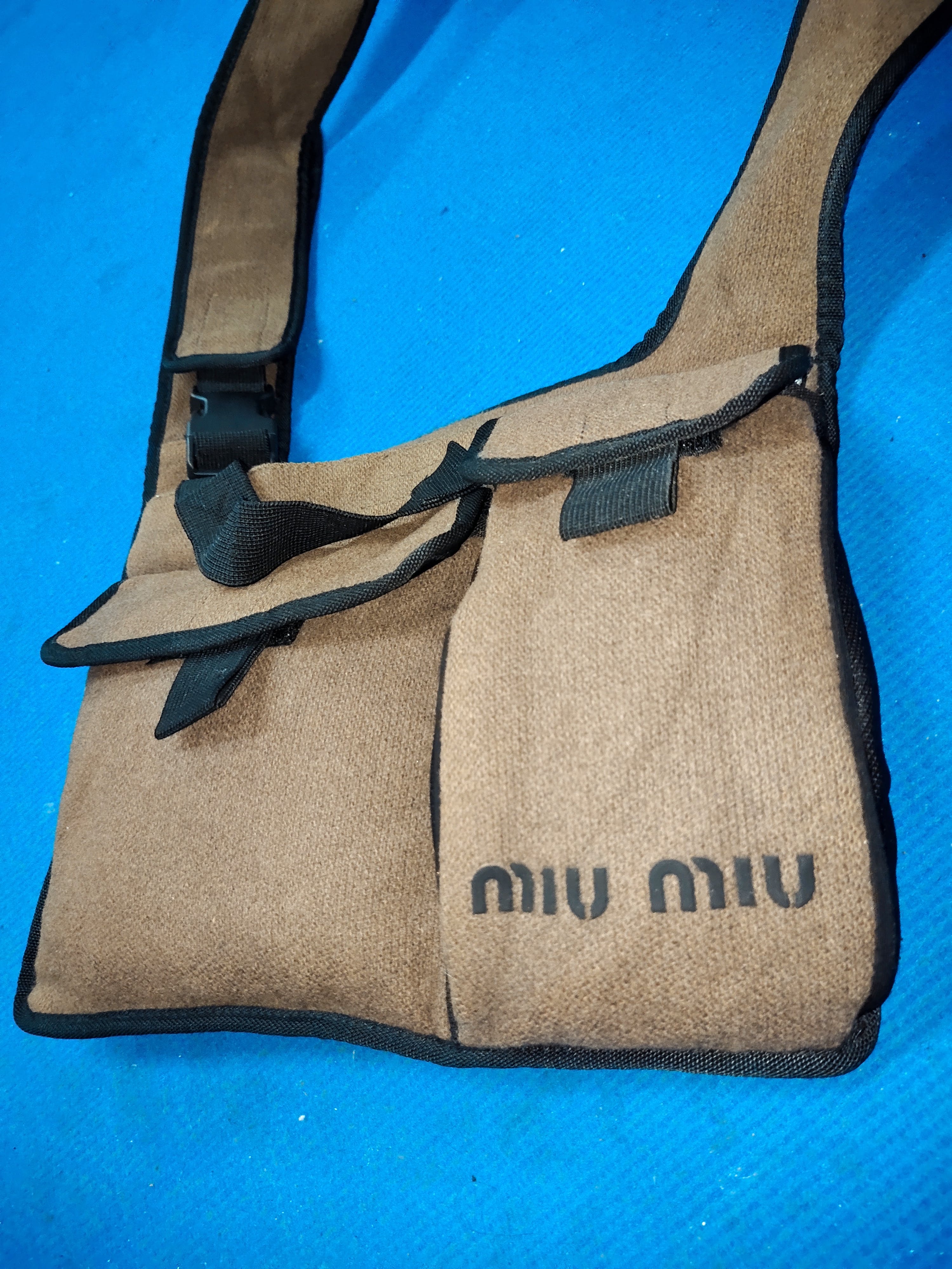 Vintage - Very Rare Miu Miu 1999 Buckle Shoulder Sling Wool Bag - 8