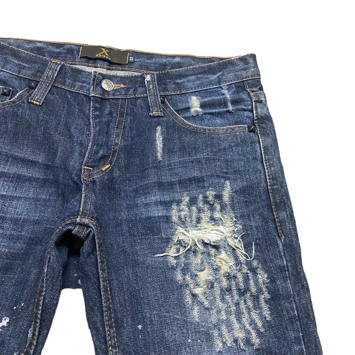 If Six Was Nine - Xfrm Thrashed Denim Flare Jeans Painter - 5