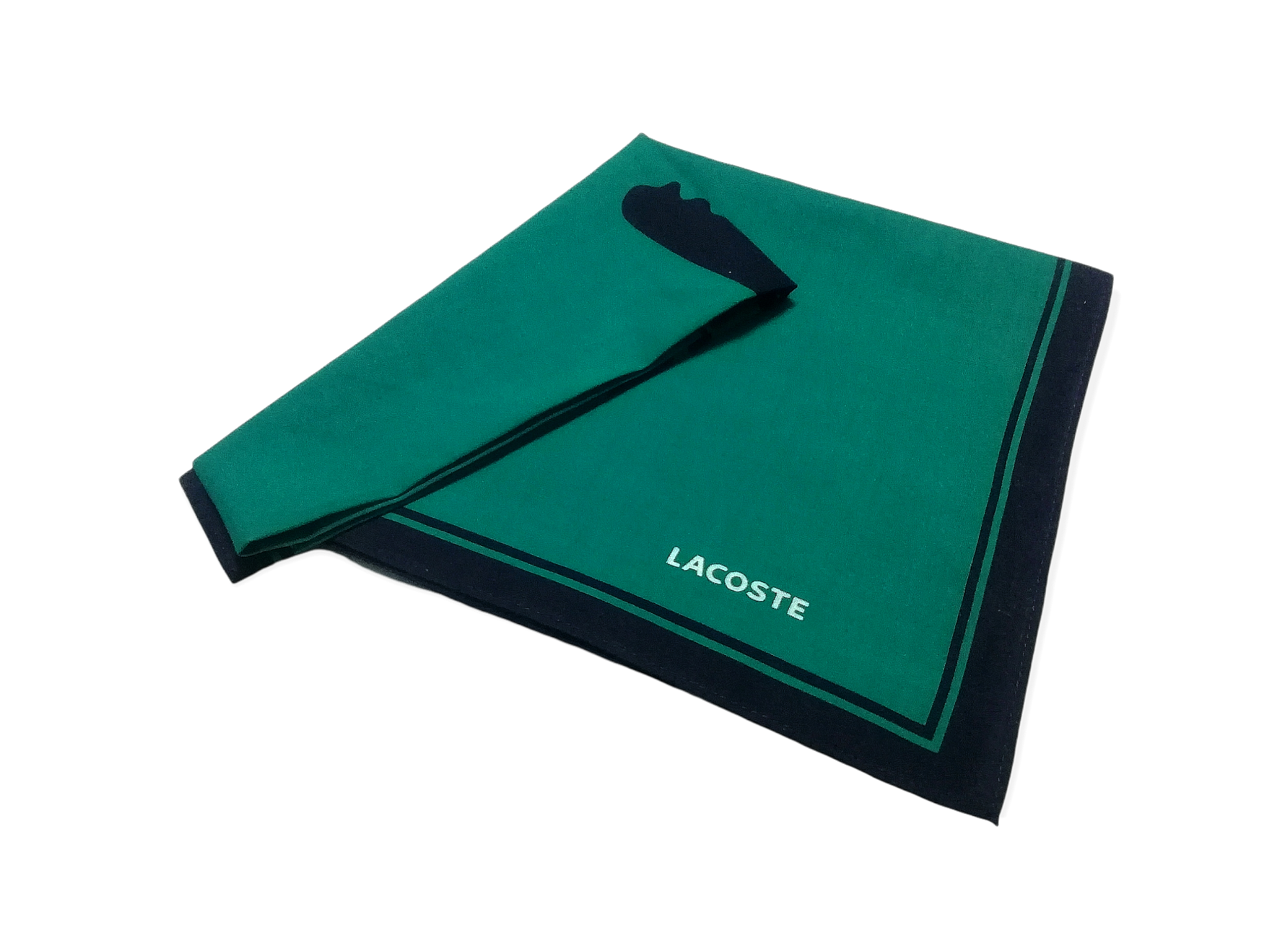 Vintage Lacoste Green Bandana Handkerchief Luxury Style - 7