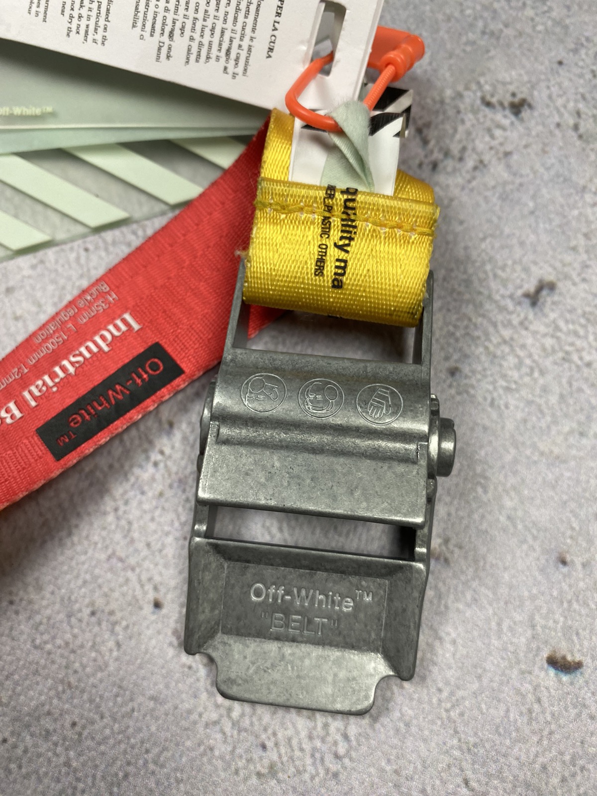 Off White industrial belt 2.0 belt red yellow - 4