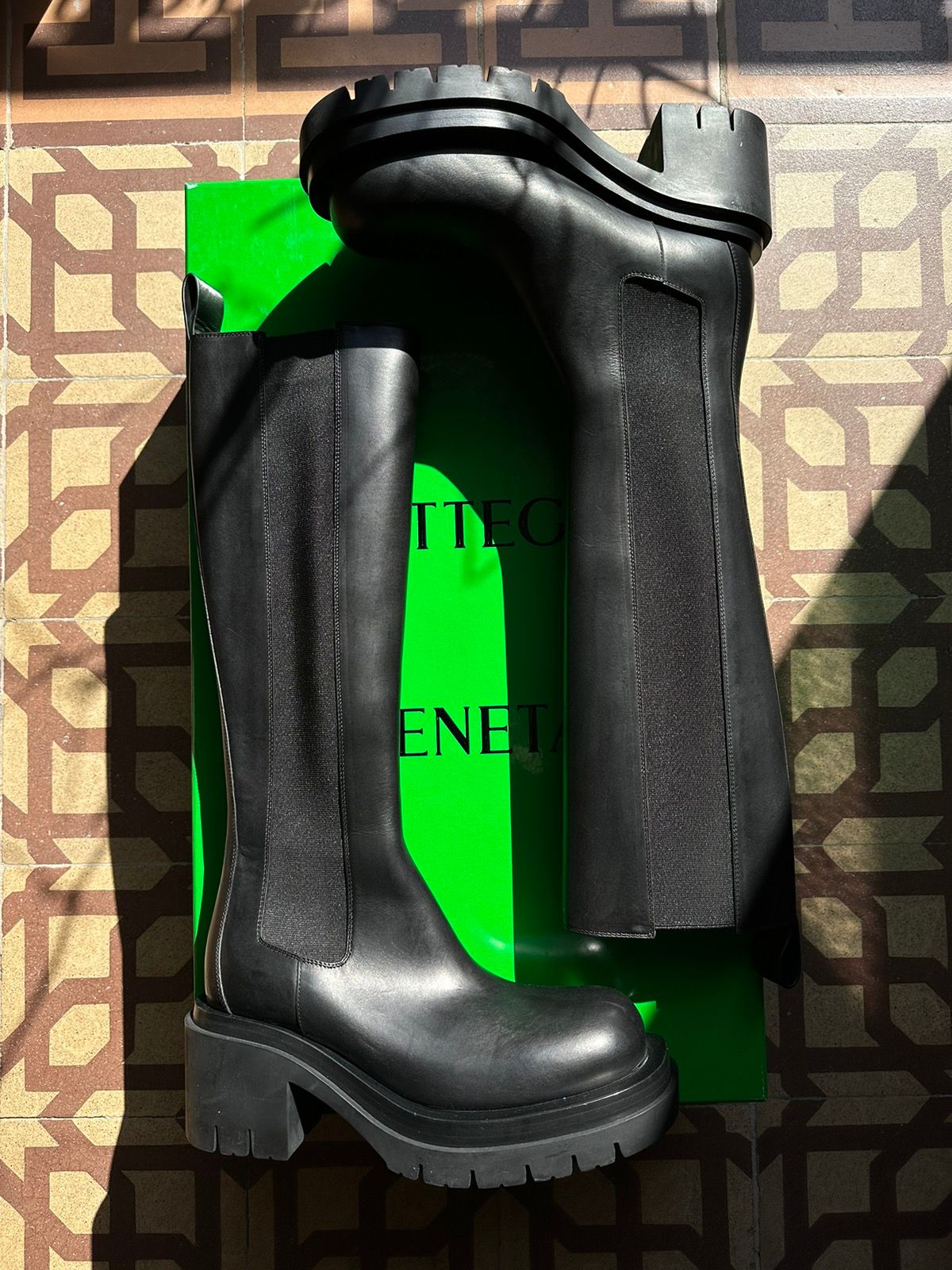 Bottega Veneta Black Lug Tall leather boots - 1