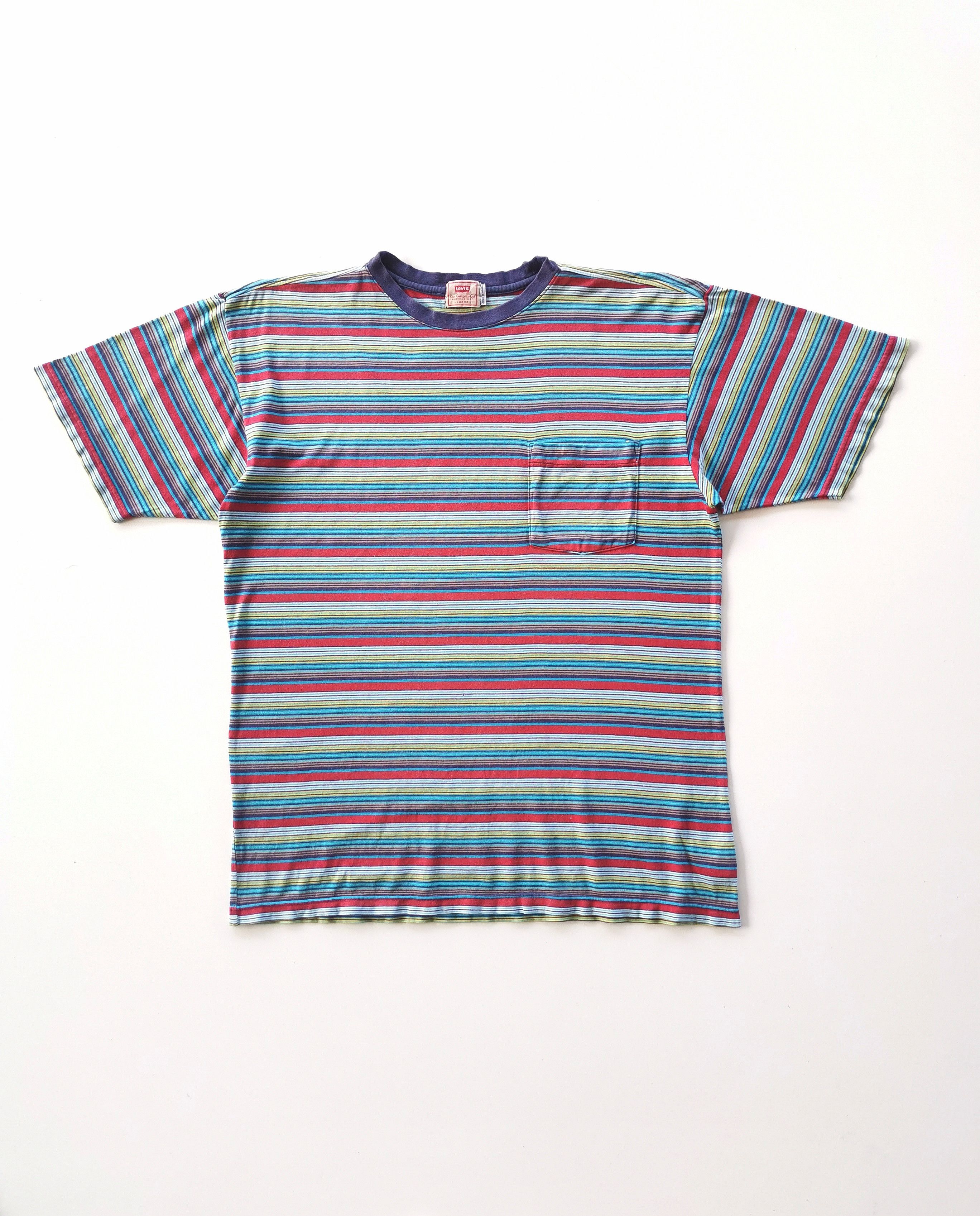 Vintage Levis Rainbow Stripe Pocket Tshirt - 1