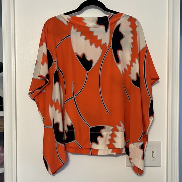 Diane Von Furstenberg - DVF New Hanky Silk Top in African Tulip Deep Coral - 7