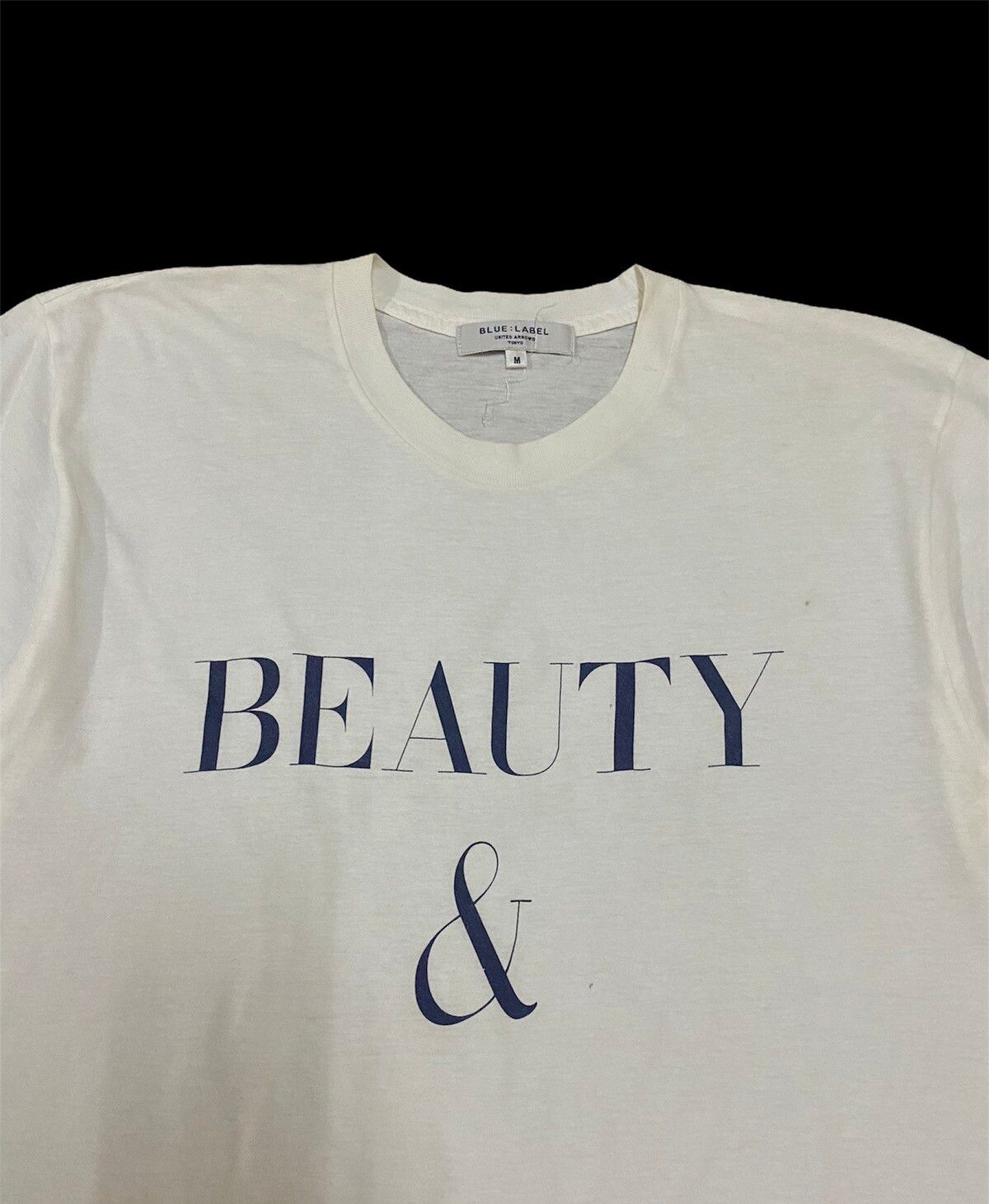 Vtg☁️Beauty&Youth White Tee Mirror Spellout Printed - 4