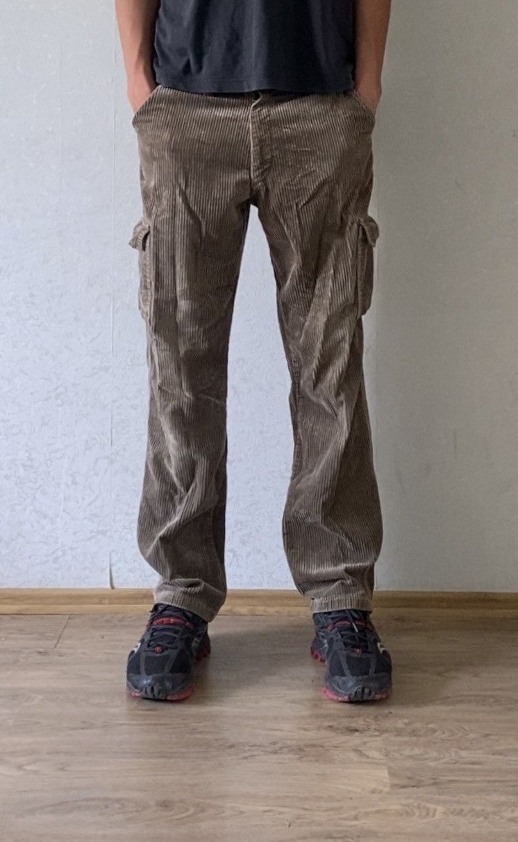 Corduroy Cargo Pants Olive Vintage Y2K Streetwear Men’s XL - 3