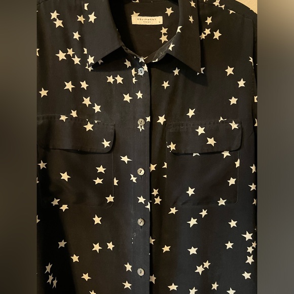 Equipment Slim Signature Star Silk Shirt Black - 7