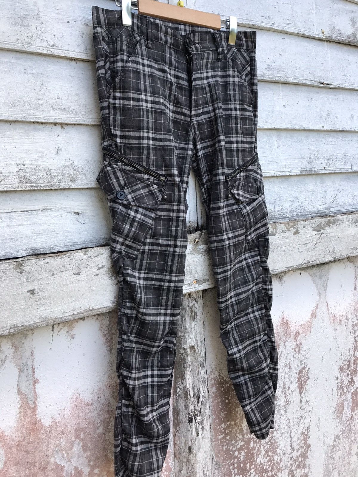 Japanese Brand - DoubleFocus Plaid Tartan Bondage Cargo Skinny Pant - 3