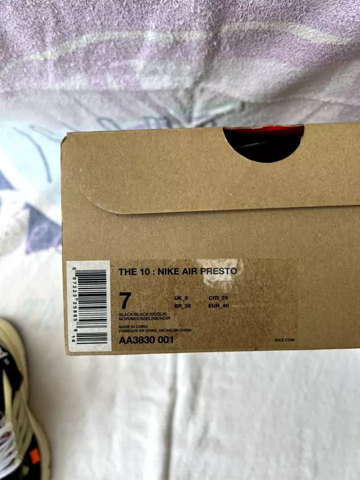 Nike Air Presto Off-White The Ten OG us7 uk6 eu40 black white 2017 - 8