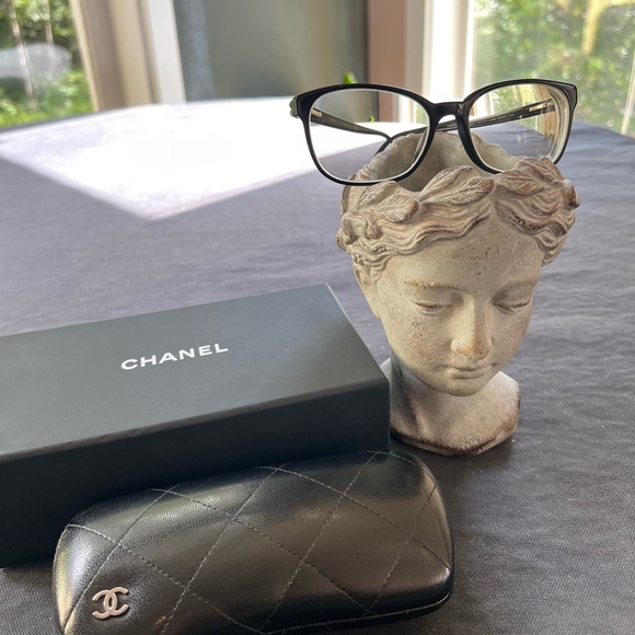 Chanel Women's Glasses Italy with Case Box EUC Grey Black Logo Acetate 54-17 140 - 5