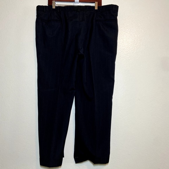 Christian Dior Trouser Pants Mid Rise Pleated Rolled Hem Pin Stripe Black 44 - 6