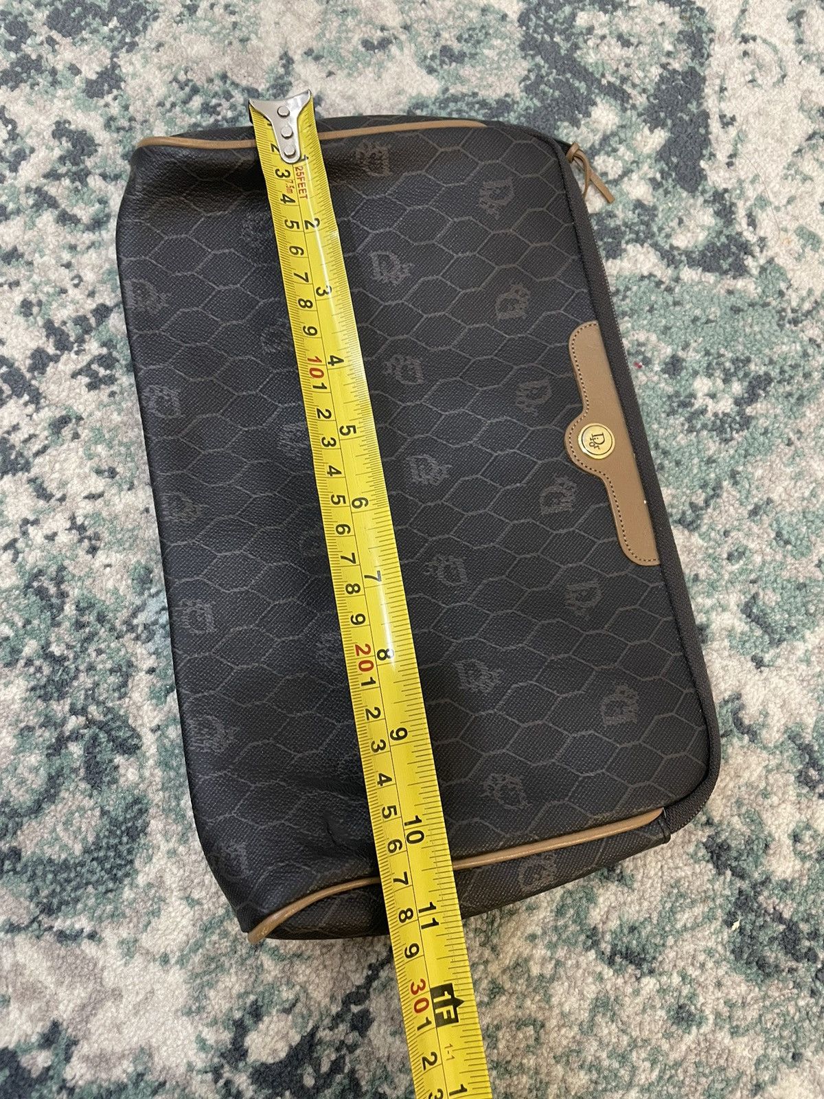 Dior Honey Comb Monogram Leather Clutch Bag - 18