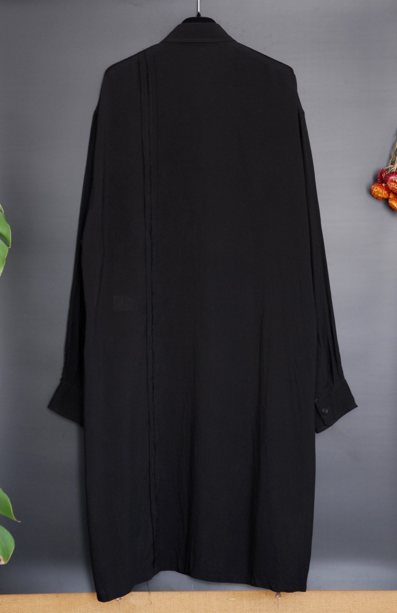 Pour Homme Long Oversized Black Shirt - 2