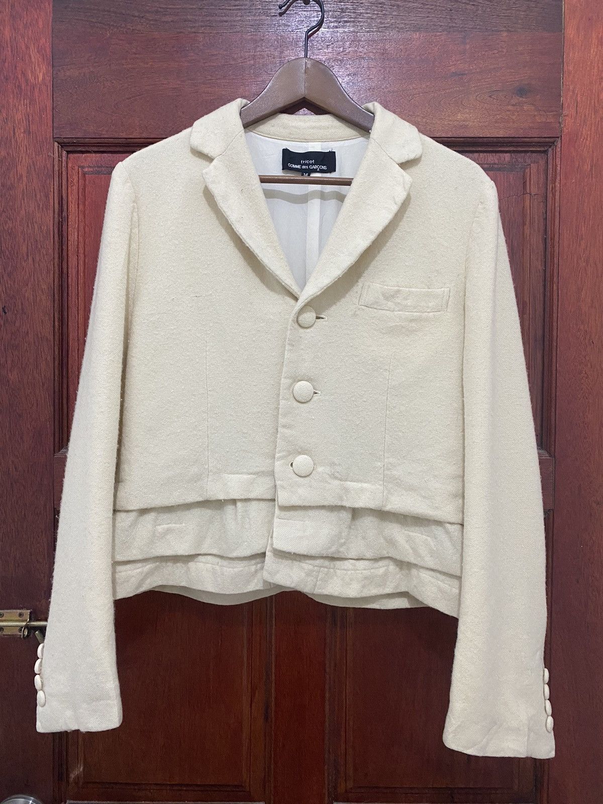 COMME des GARÇONS Tricot Wool Cropped Fashion Design Jacket - 1