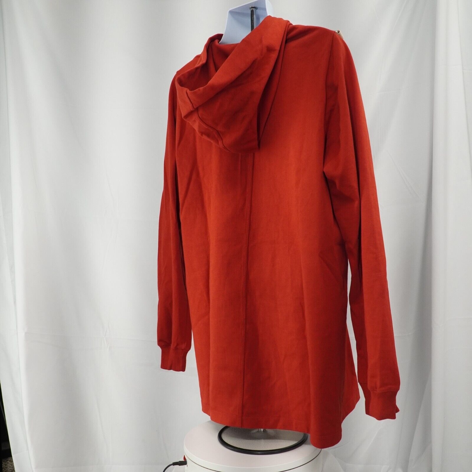 Knit Hoodie Sweater Longline Cardinal Red Natural D Rings - 13