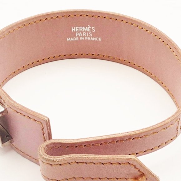 HERMES Artemis Calf Leather Pink palladium buckle bracelet with Hermes Gift Box - 4