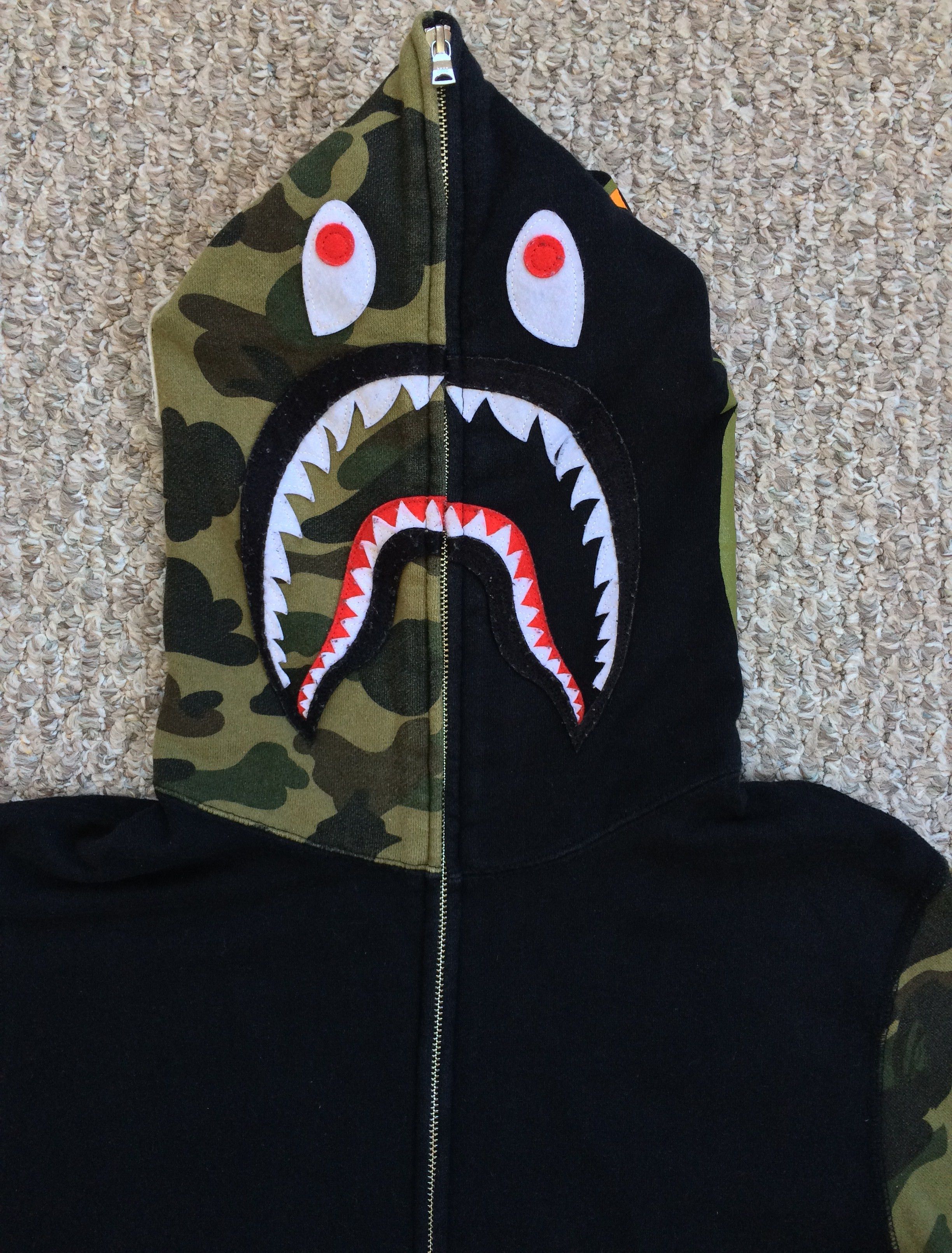 OG Bathing Ape Black Camo Shark Hoodie - 2