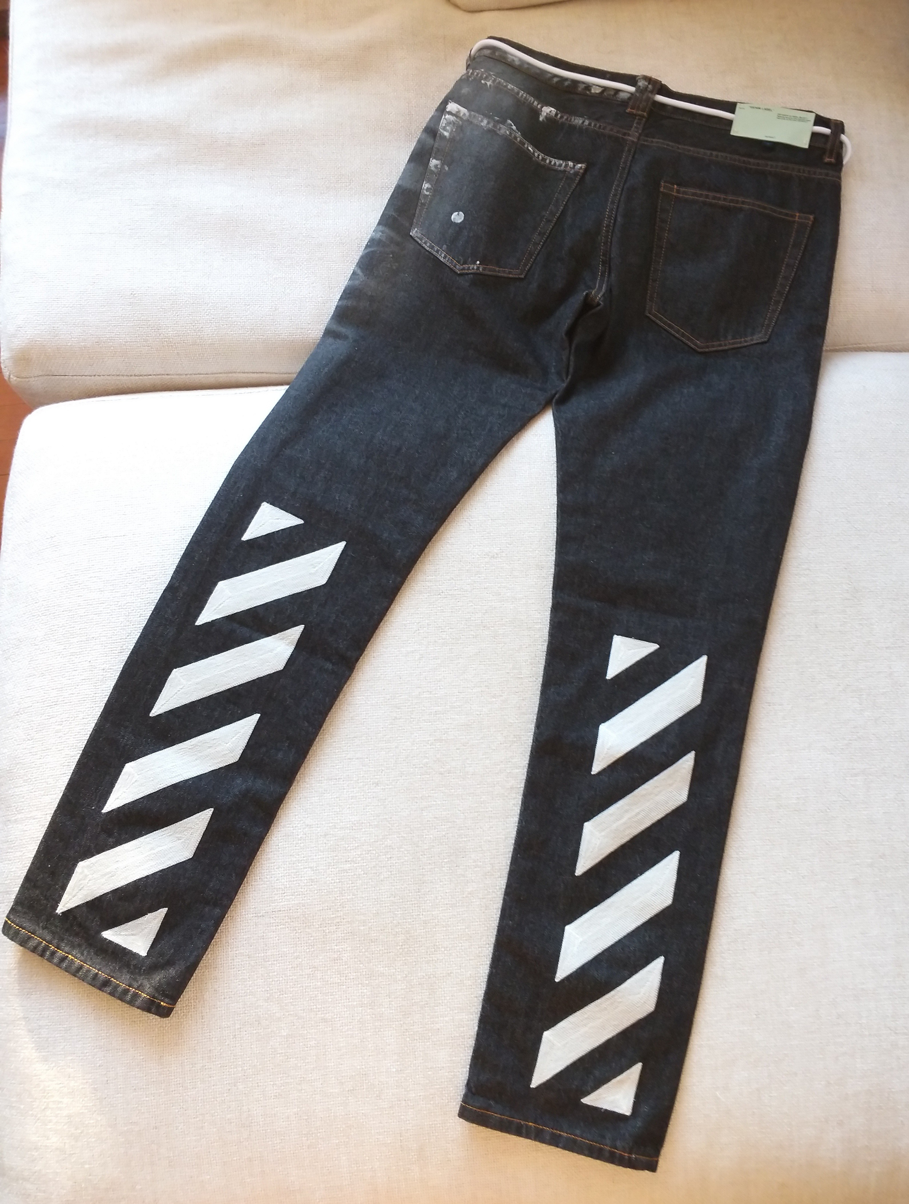 Paint Smudge & Stripe Black Straight Leg Jeans - 2