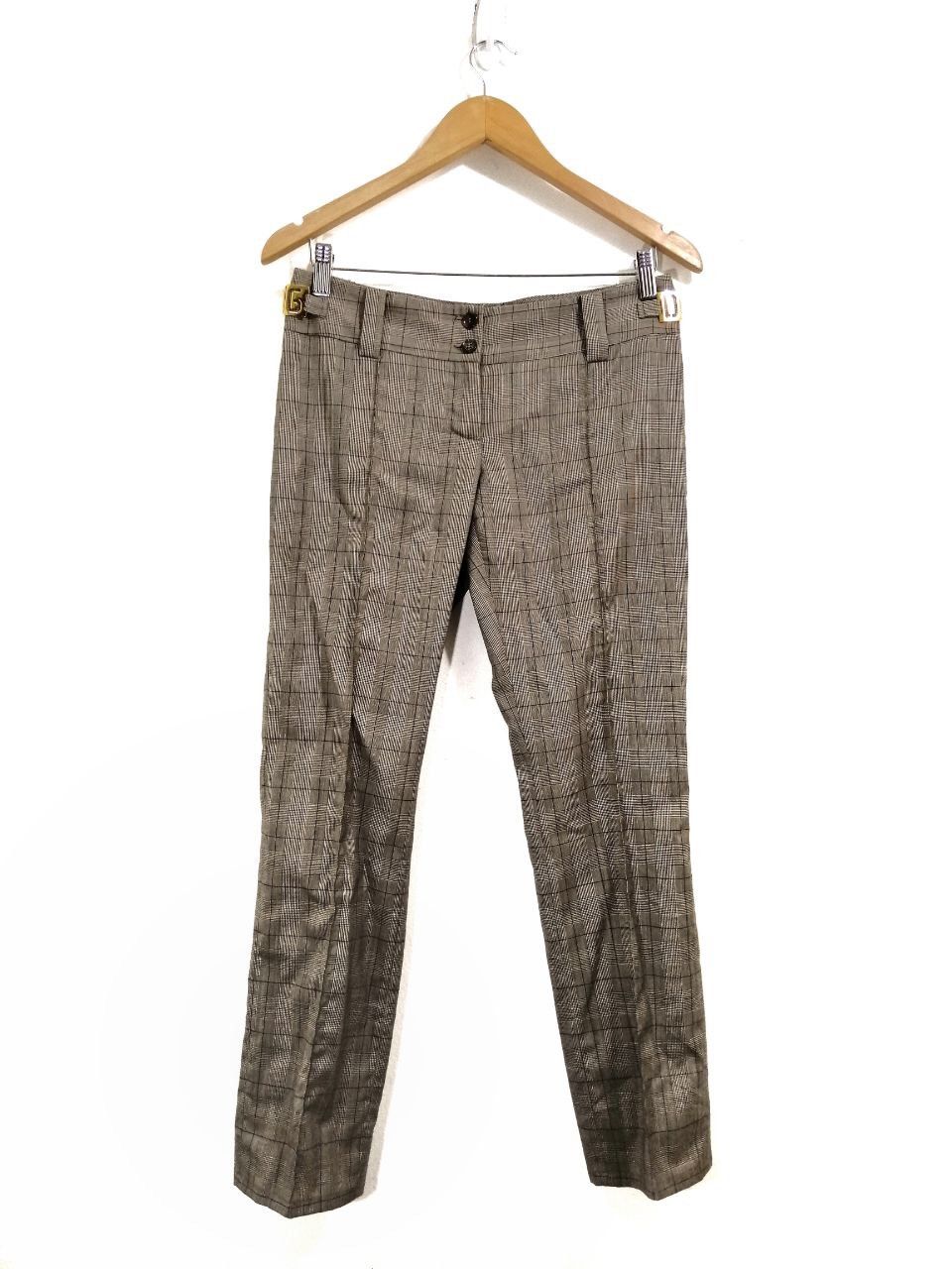 Dolce And Gabanna Wool Plaid Pants Classic Design Logo 19 - 1